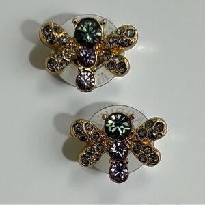 Vintage Swarovski Signed Swan Crystal Dragonfly Stud Earrings